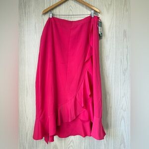 Karl Lagerfeld Paris Hot Pink Ruffle Midi Skirt – Size 16 (NWT)